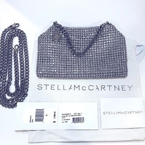 NWT Stella McCartney Crystal Rhinestone Soft Clutch W Silver Chain Crossbody
